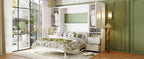 Queen Size Murphy Bed with Closet, Drawers and Shelves - White