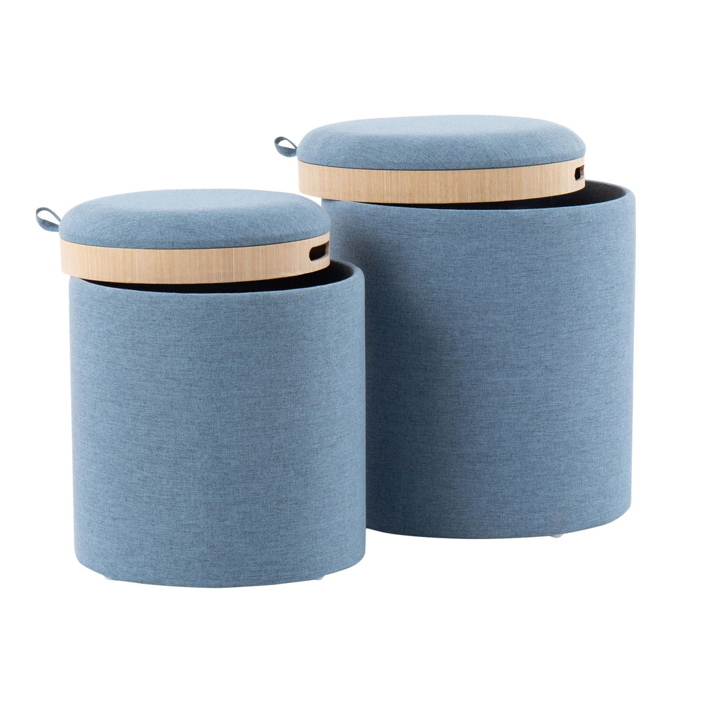 Contemporary Nesting Ottoman Set with Flip Tray Top - Multiple Colors
