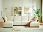 Velora 6-Piece U Shaped Boucle Modular Sectional Sofa with Deep Seating - White