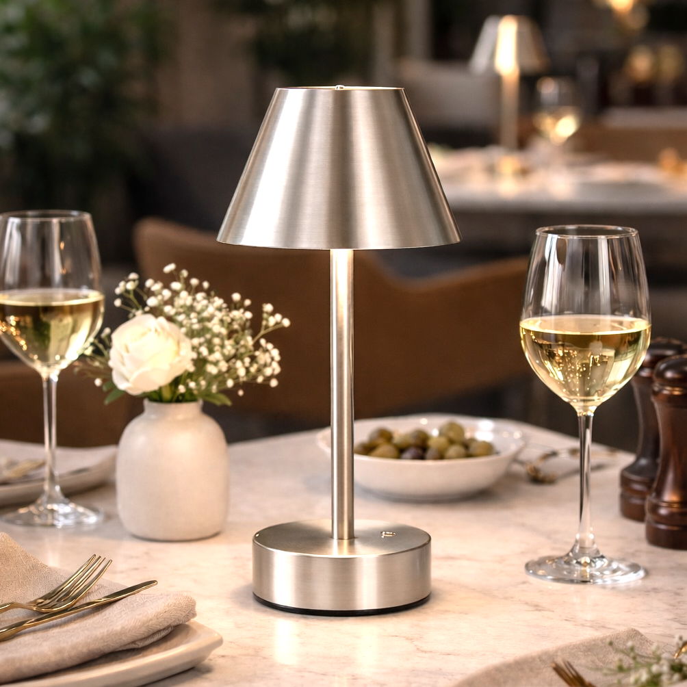 Rechargeable LED Table Lamp with Touch Switch - Gold or Pearl Silver