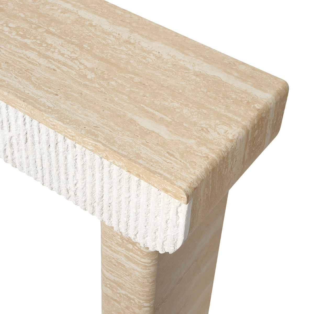 Entryway Table with 2 Hidden Handle Drawers – Beige / Yellow