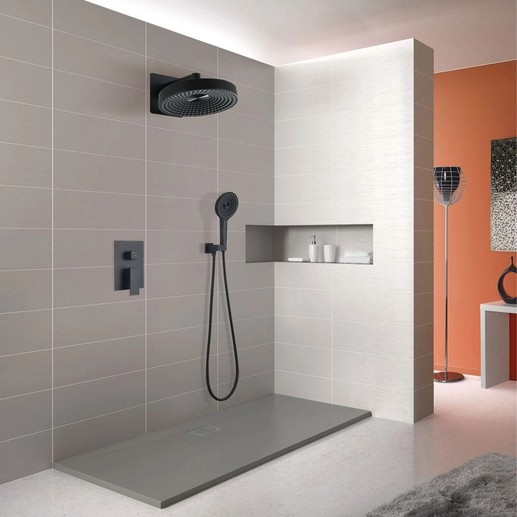 Matte Black Concealed Shower System with Dual Control Valve - Matte Black