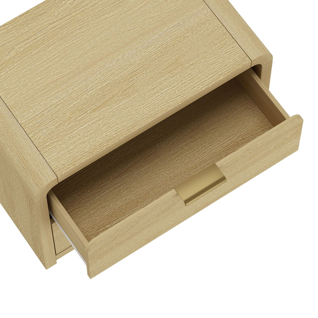 Modern Minimalist Solid Wood Nightstand with Two Drawers - Light Brown or Black