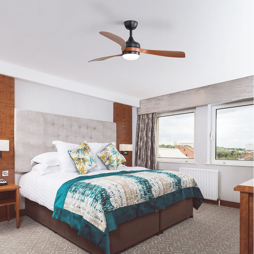 Ceiling Fan with Reversible DC Motor and Remote Control - White or Dark Brown