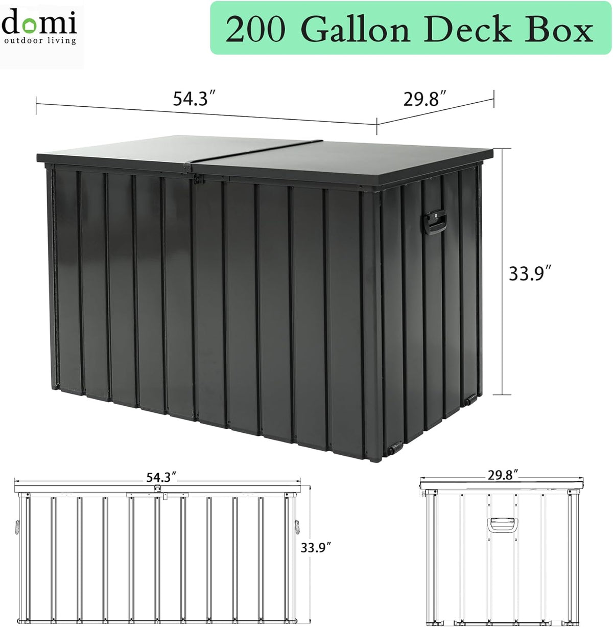 200 Gallon Metal Deck Box with Lockable Lid - Dark Gray or Brown