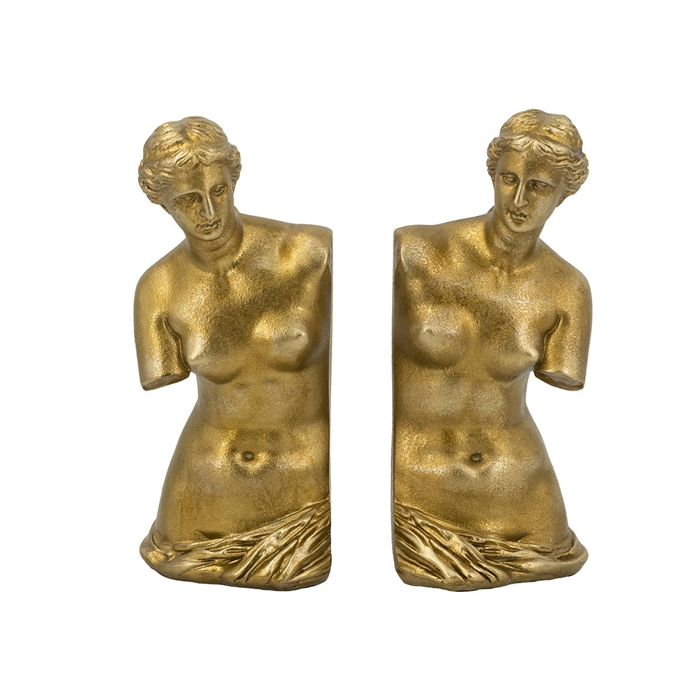 Venus de Milo Bookends with Gold Finish - Set of 2