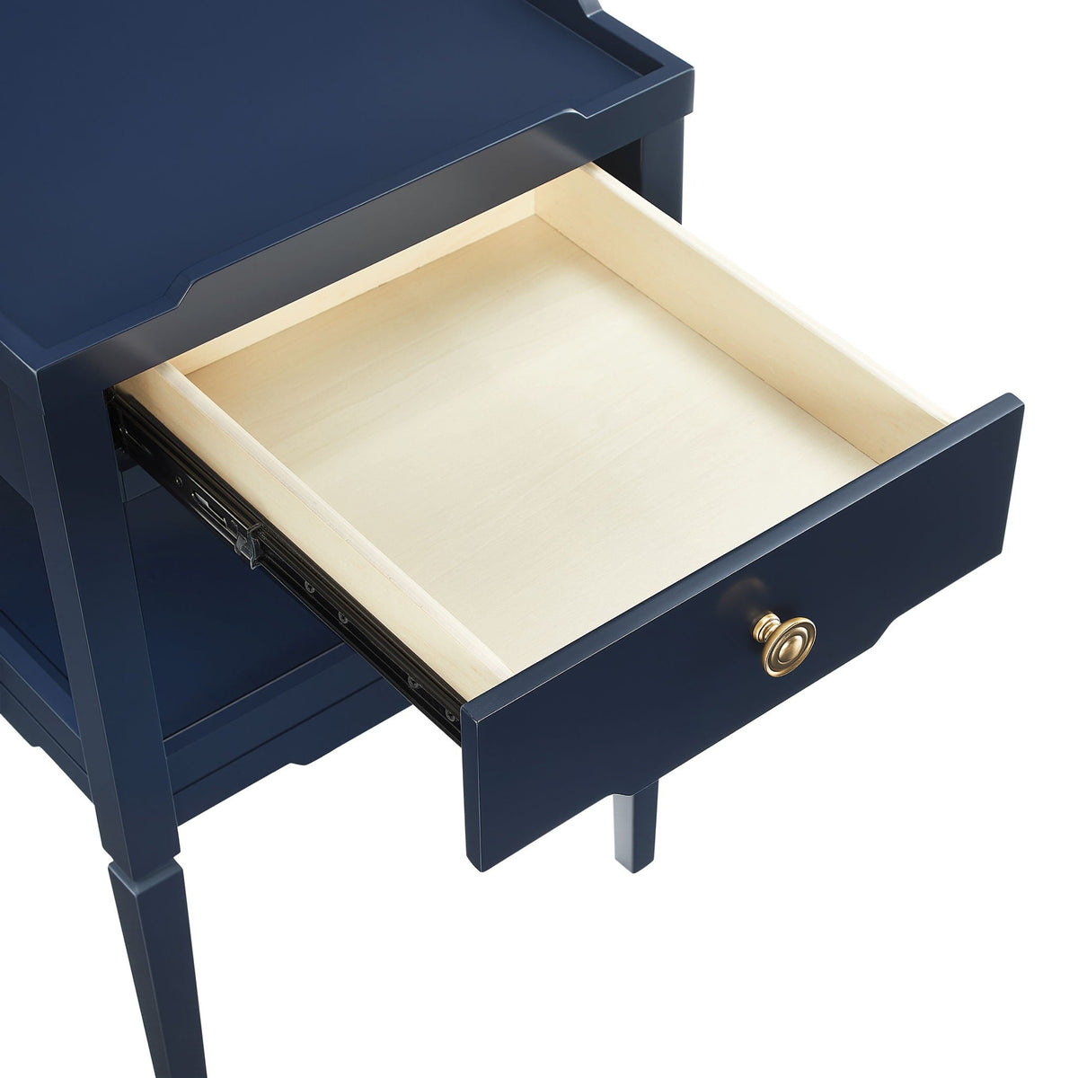 1 Drawer Nightstand with Solid Wood Frame - Blue, Dark Green, or White