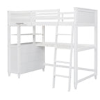 Twin Loft Bed with Drawers and Desk - White