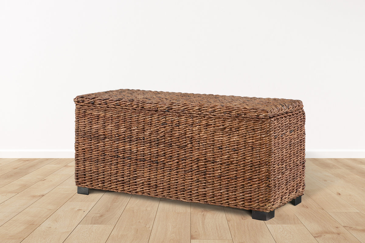 Woven Rattan Storage Trunk with Solid Wood Frame - Natural