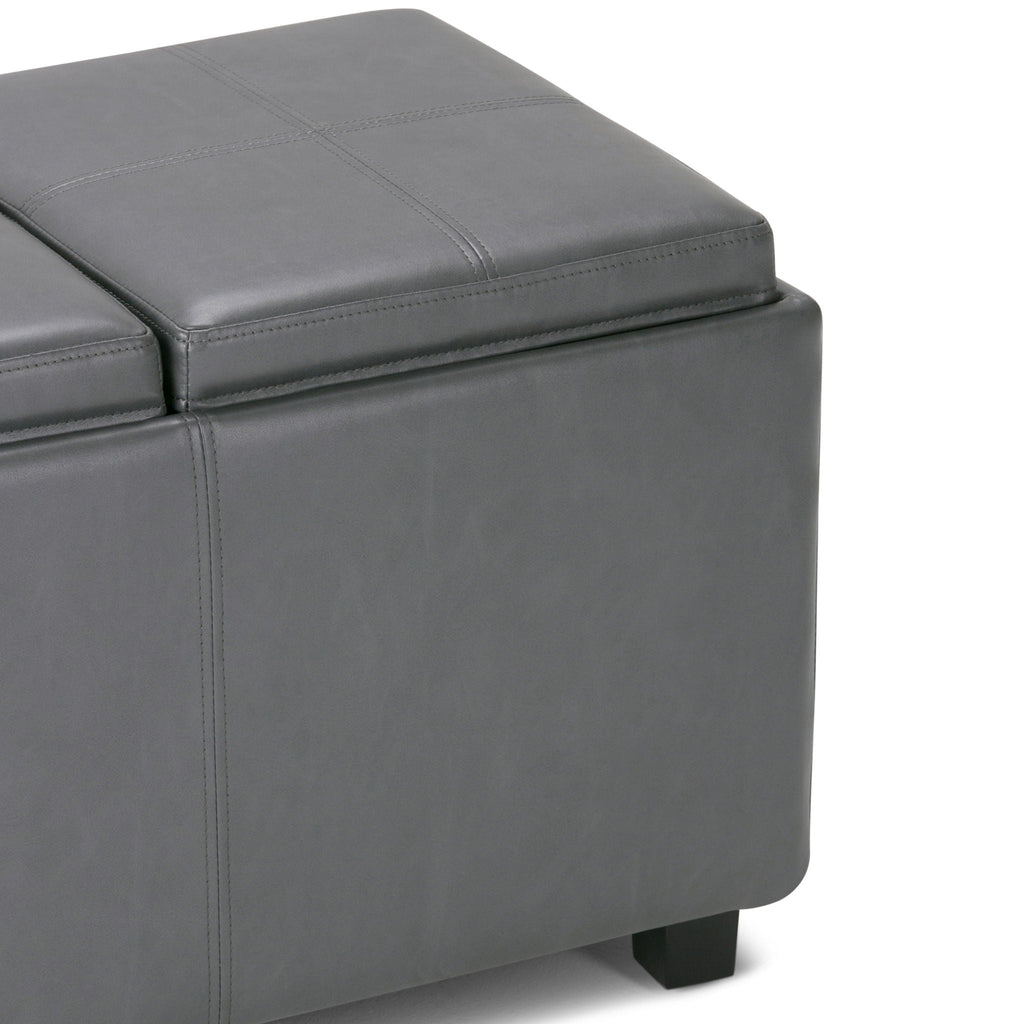 Avalon Upholstered Storage Ottoman with Flip-Over Serving Trays - Multiple Colors