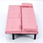 Foldable Sofa Bed with Cup Holder and Solid Wood Frame - Multiple Colors