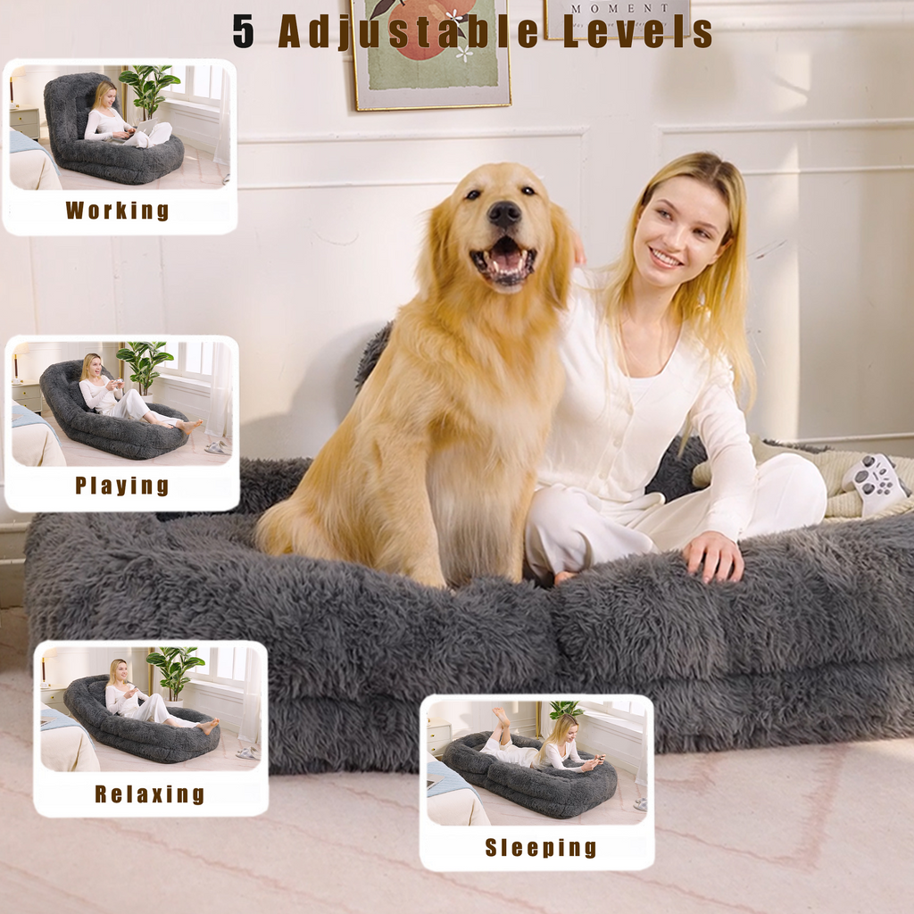 5-Position Adjustable Floor Chair with Plush Upholstery - Neutral