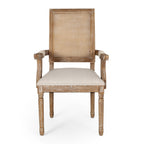 Upholstered Dining Chair with Cane Back - Beige or Light Grey