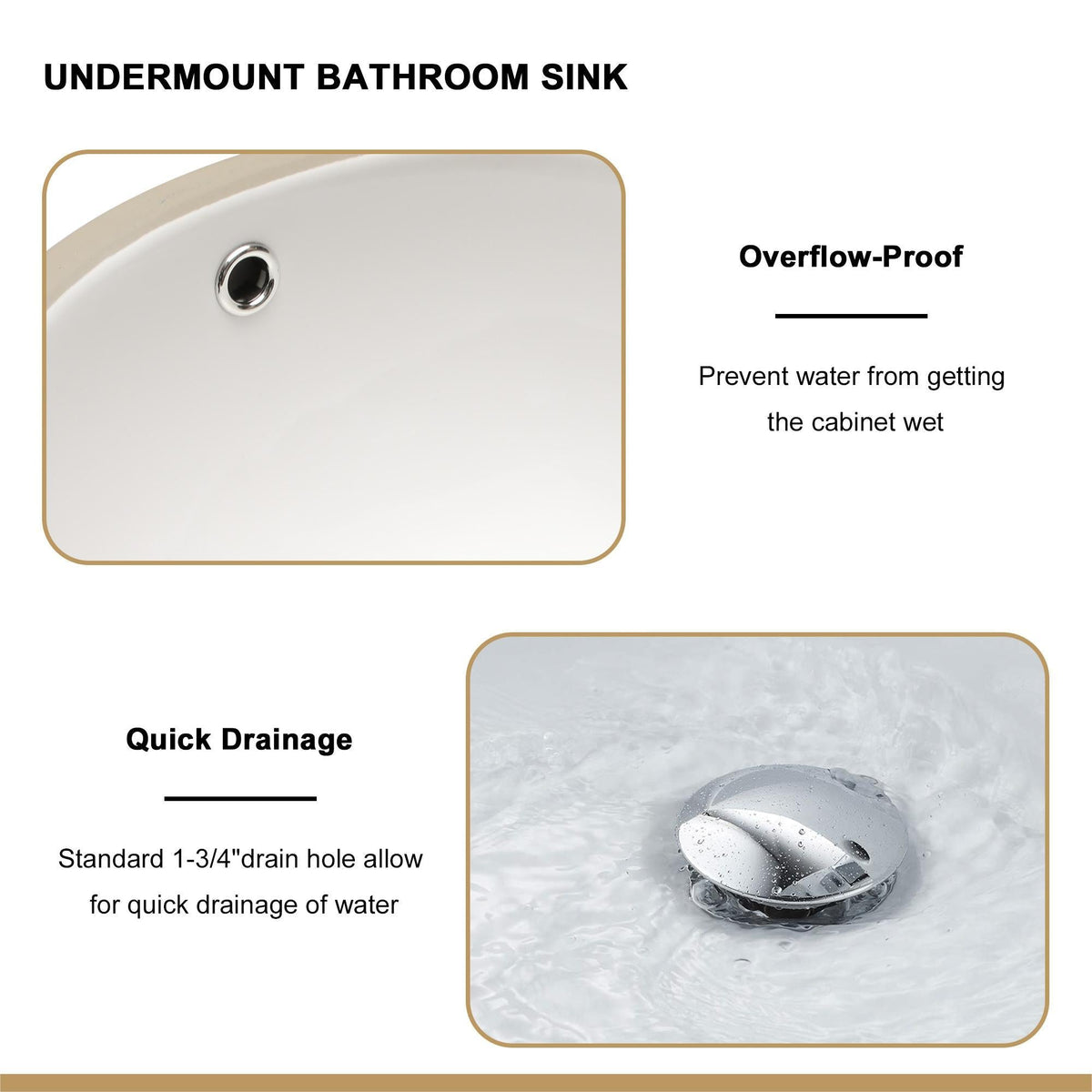 Ceramic Oval Undermount Bathroom Sink with Overflow - White