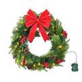 24-Inch Pre-Lit Artificial Christmas Wreath with Timer - Warm White LEDs