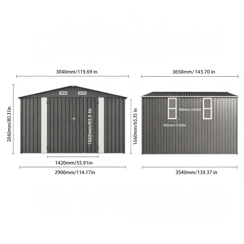 Outdoor Storage Shed with Lockable Doors - Dark Gray
