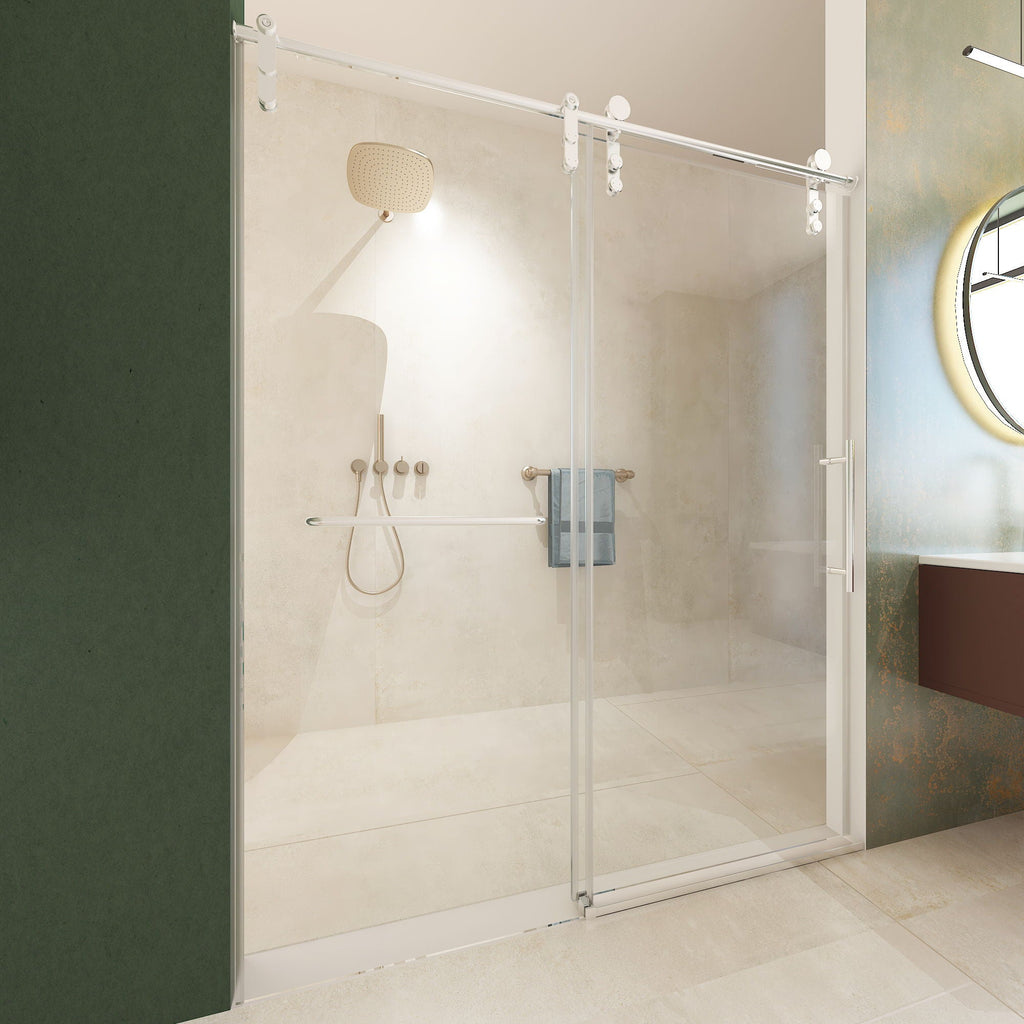 Pearl Silver Sliding Frameless Shower Door with Easy Clean Tempered Glass