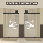 47-49" W × 72" H Pivot Shower Door with Easy-Clean Coating - Matte Black