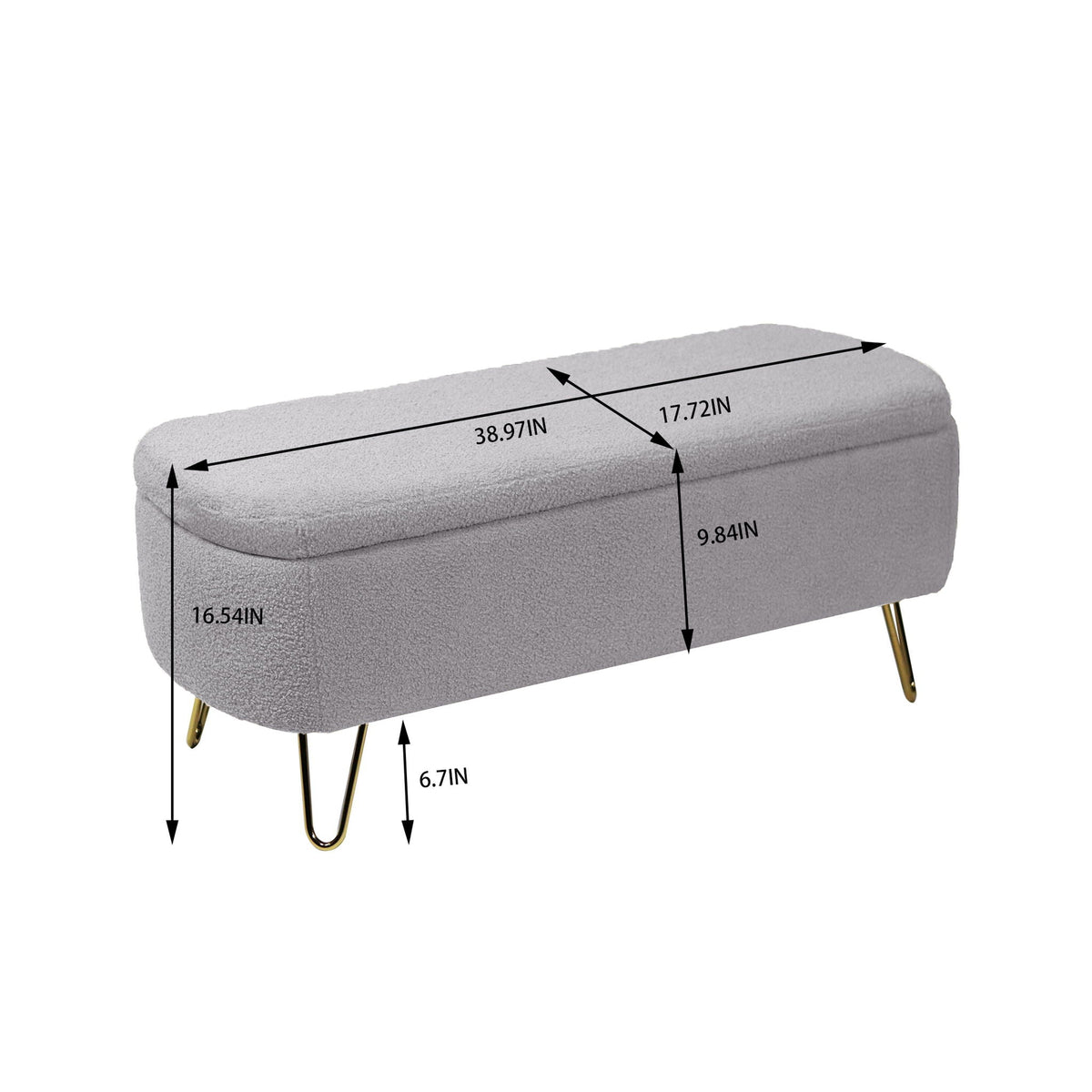Faux Fur Storage Ottoman Bench with Padded Upholstery - Multiple Colors