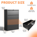 Premium Drawer Metal Lateral File Cabinet with Lock - Black or White