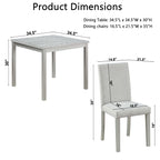 Dining Table Set with Crystal Decoration and Upholstered Chairs - Gray or White