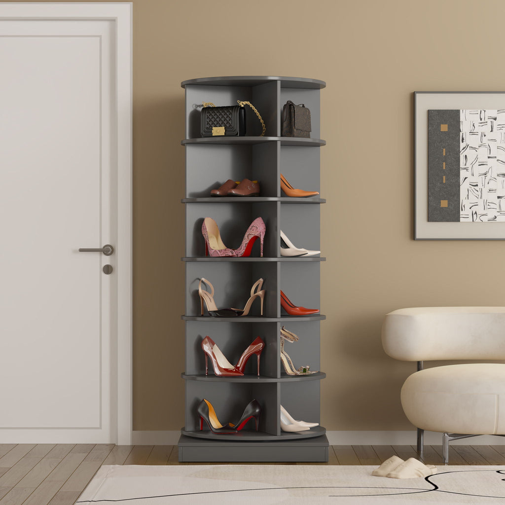 360 Rotating Shoe Cabinet 6 Layers with Space-Saving Rotating Design - Multiple Colors