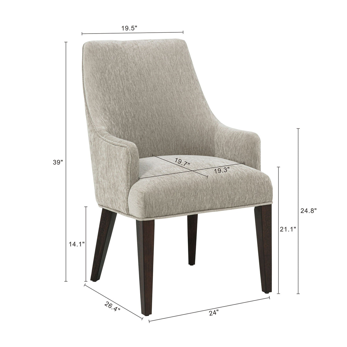Upholstered Armchair with Ergonomic Backrest - Beige or Dark Gray
