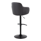 Contemporary Adjustable Barstool Set with Swivel - Rounded T Footrest - Dark Gray or Black