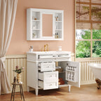 Bathroom Vanity With Mirror Cabinet and Single Sink - Soft-Closing Doors