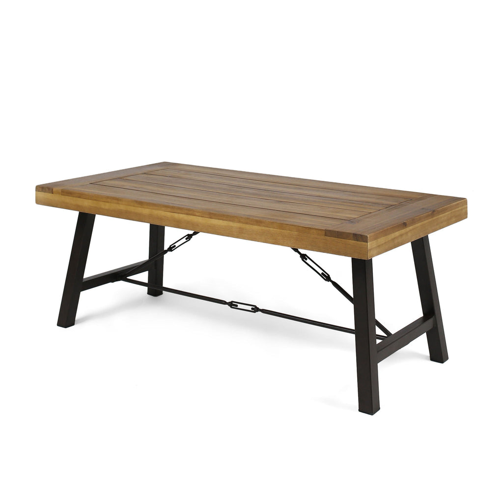 Teak Outdoor Coffee Table with Metal Frame - Natural Teak