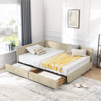 Mid-Century Storage Upholstered Tufted Bed Frame with Backrest and Armrests - Multiple Colors