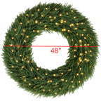 48" Artificial Norfolk Pine Christmas Wreath with LED Lights - Green