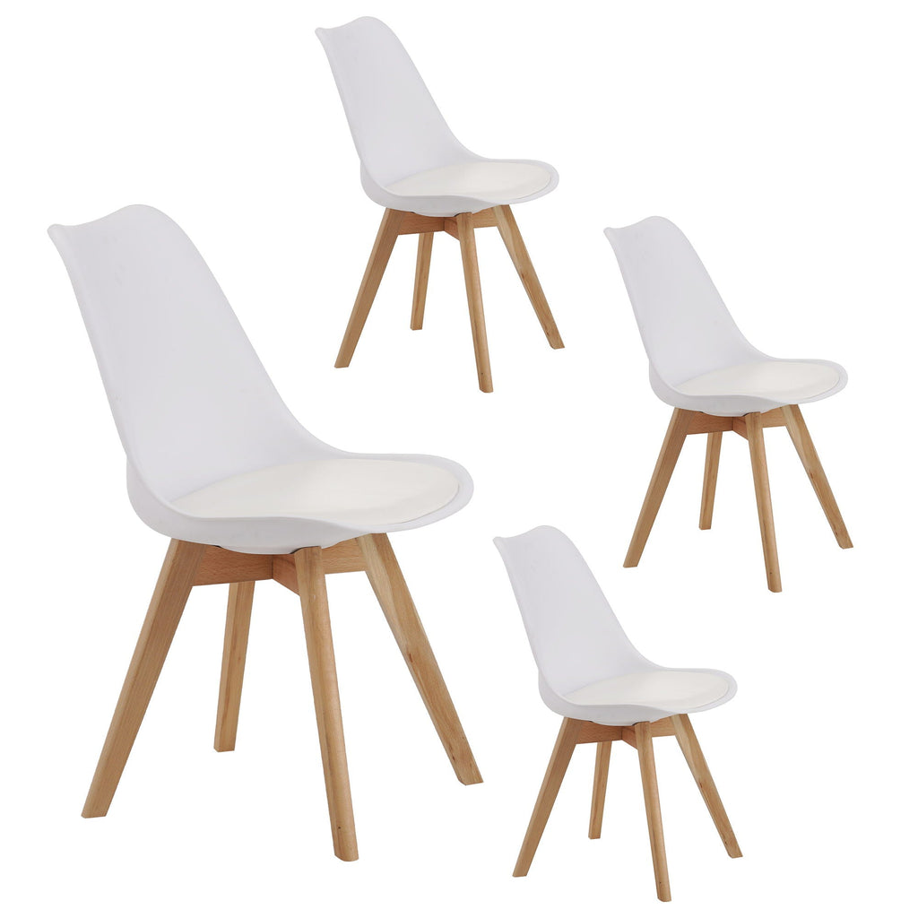 Medieval Dining Chair Set of 4 with Sturdy Plastic Frame - White or Black
