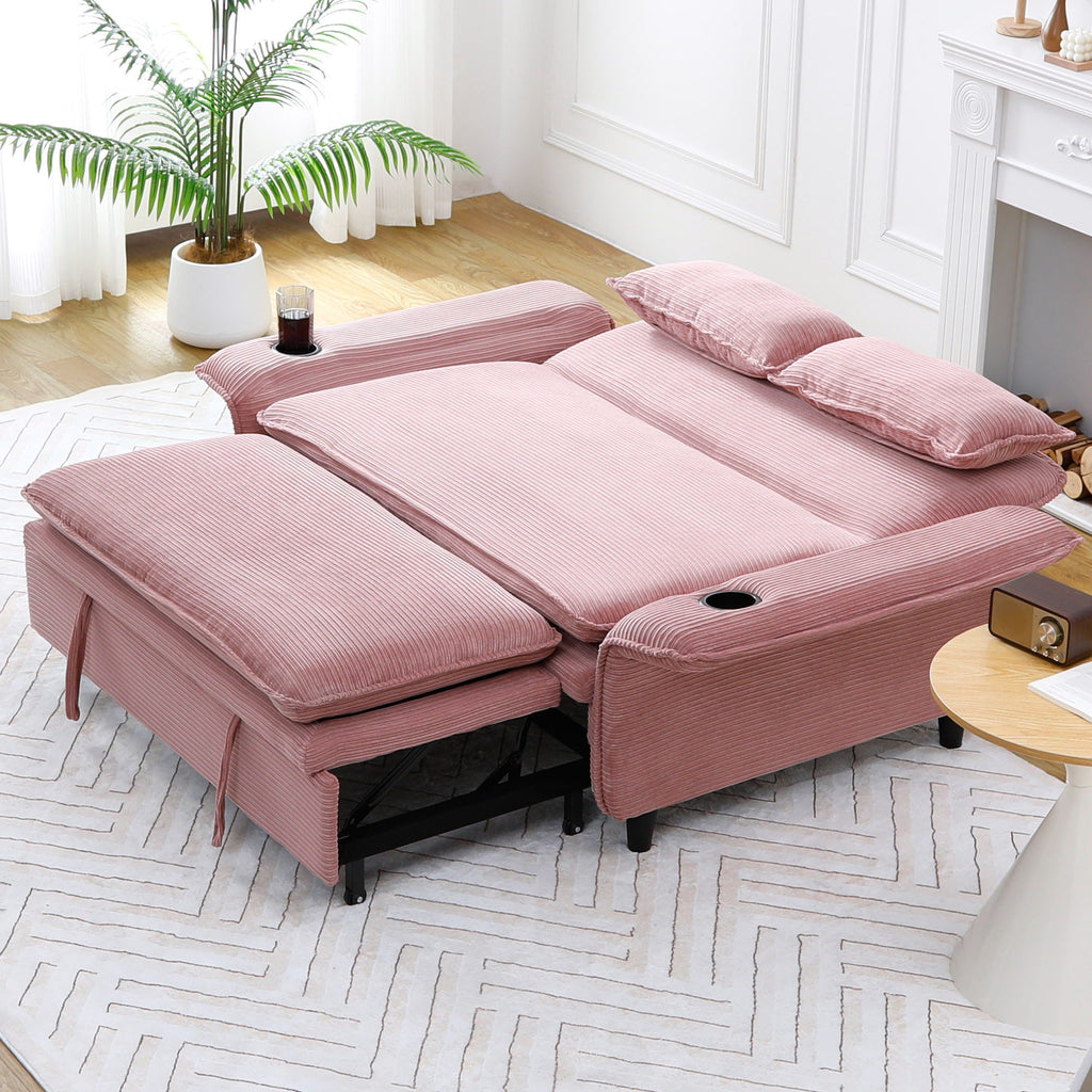 Modern Fabric Sofa Bed with Adjustable Armrests and Backrests - Multiple Colors