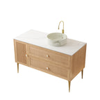MUNIN 48" Bathroom Vanity with Ceramic Sink - Oak Finish