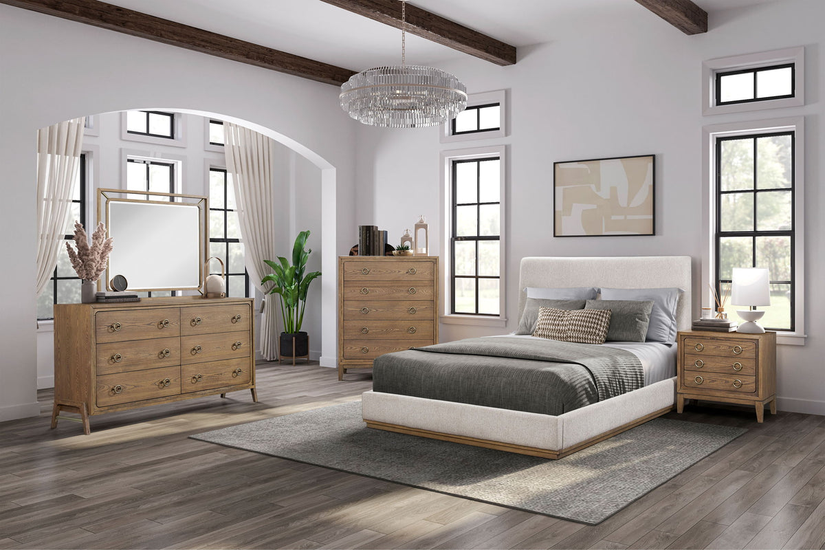 Light Brown Mirror with Metal Accents - 46" W x 1.5" D x 38" H
