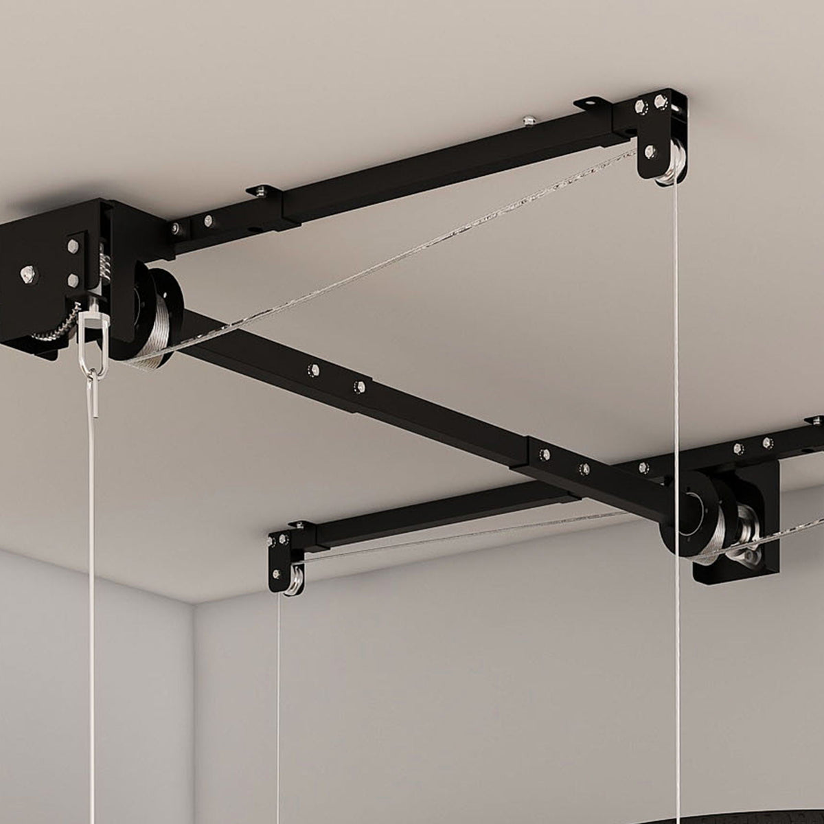 Overhead Garage Storage Rack with Crank System - Black or White