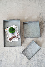 Decorative Galvanized Nesting Trays with Rustic Design - Gray