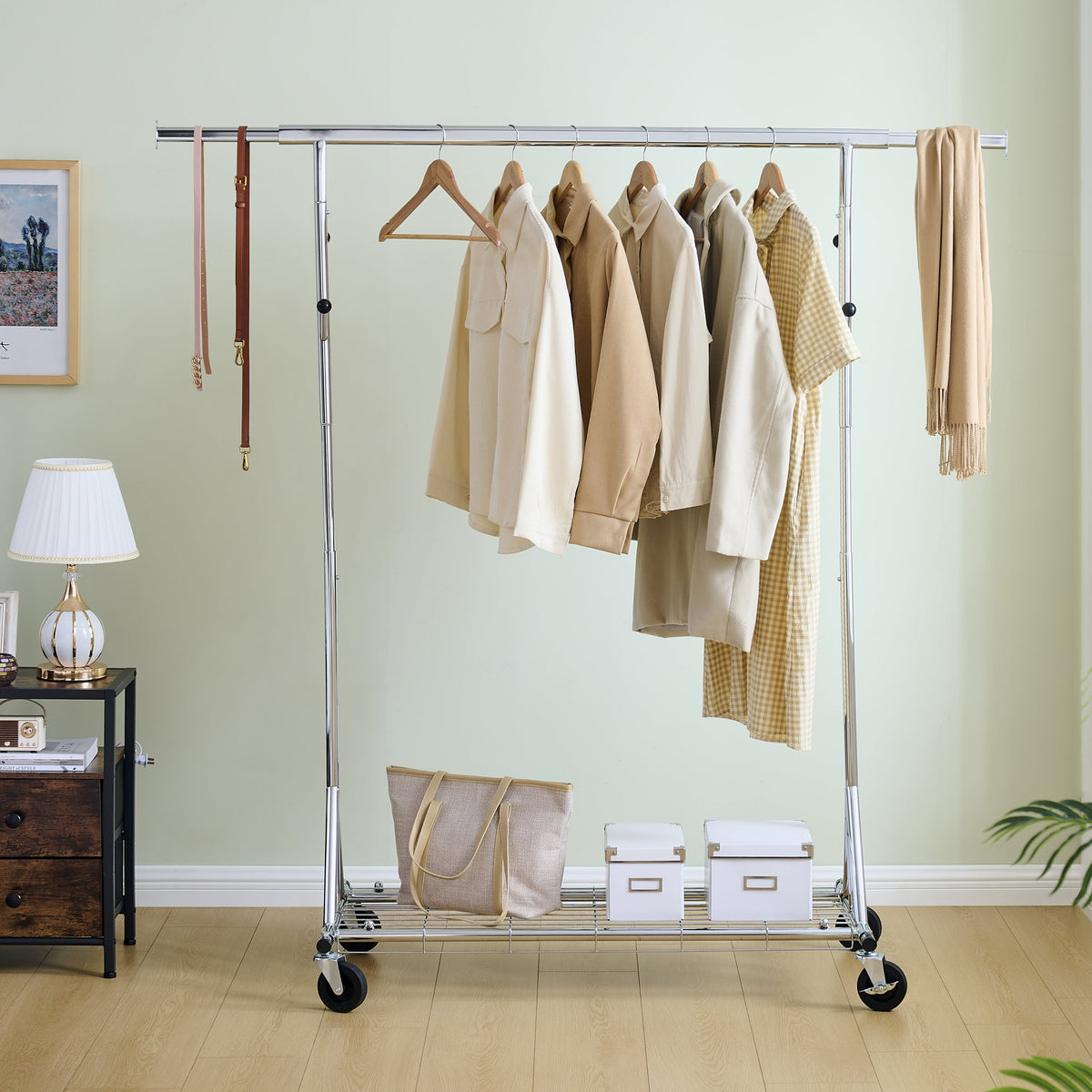 Heavy Duty Rolling Clothes Rack with 600 lbs Capacity - Iron