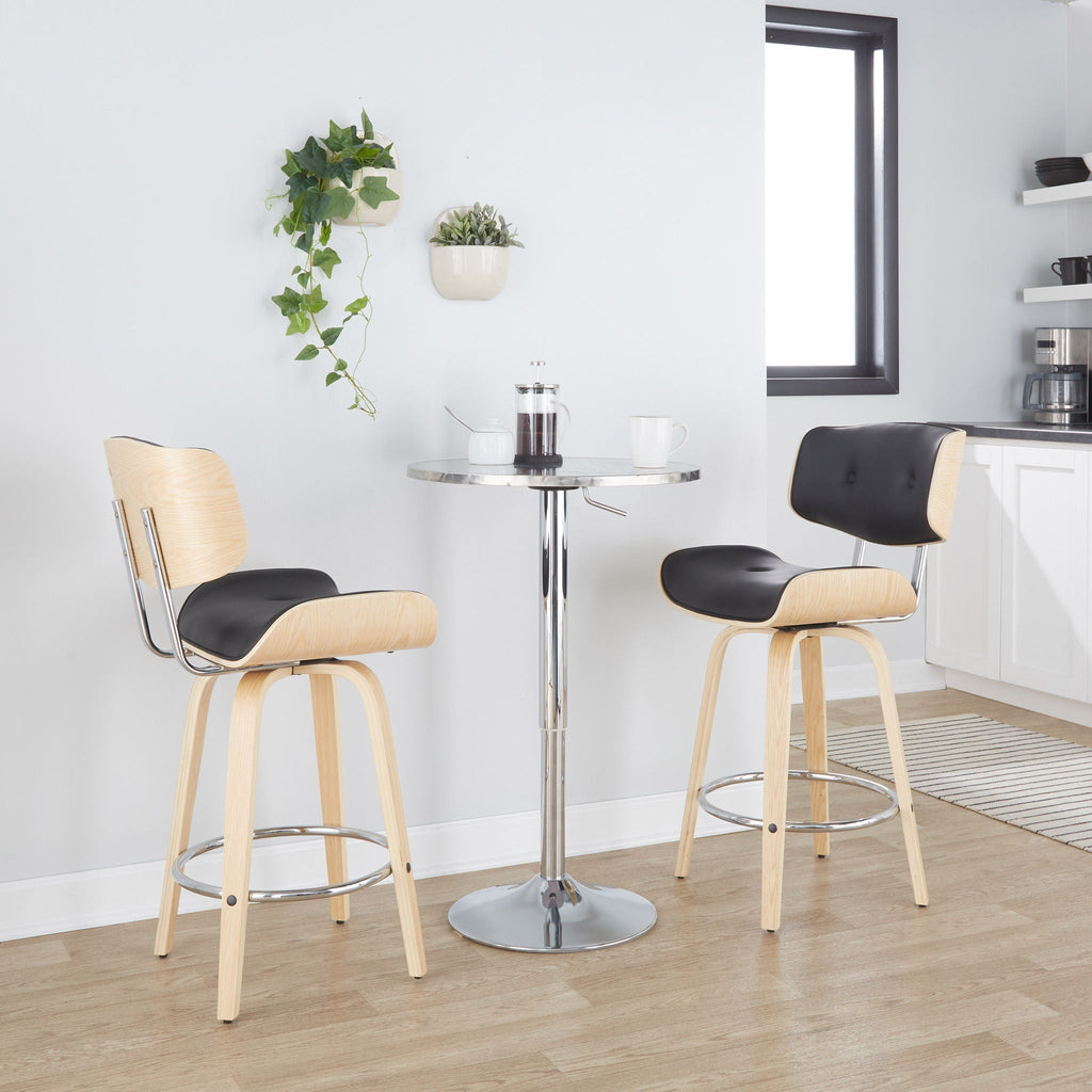 Contemporary Adjustable Round Bar Table with Hydraulic Lift - Silver