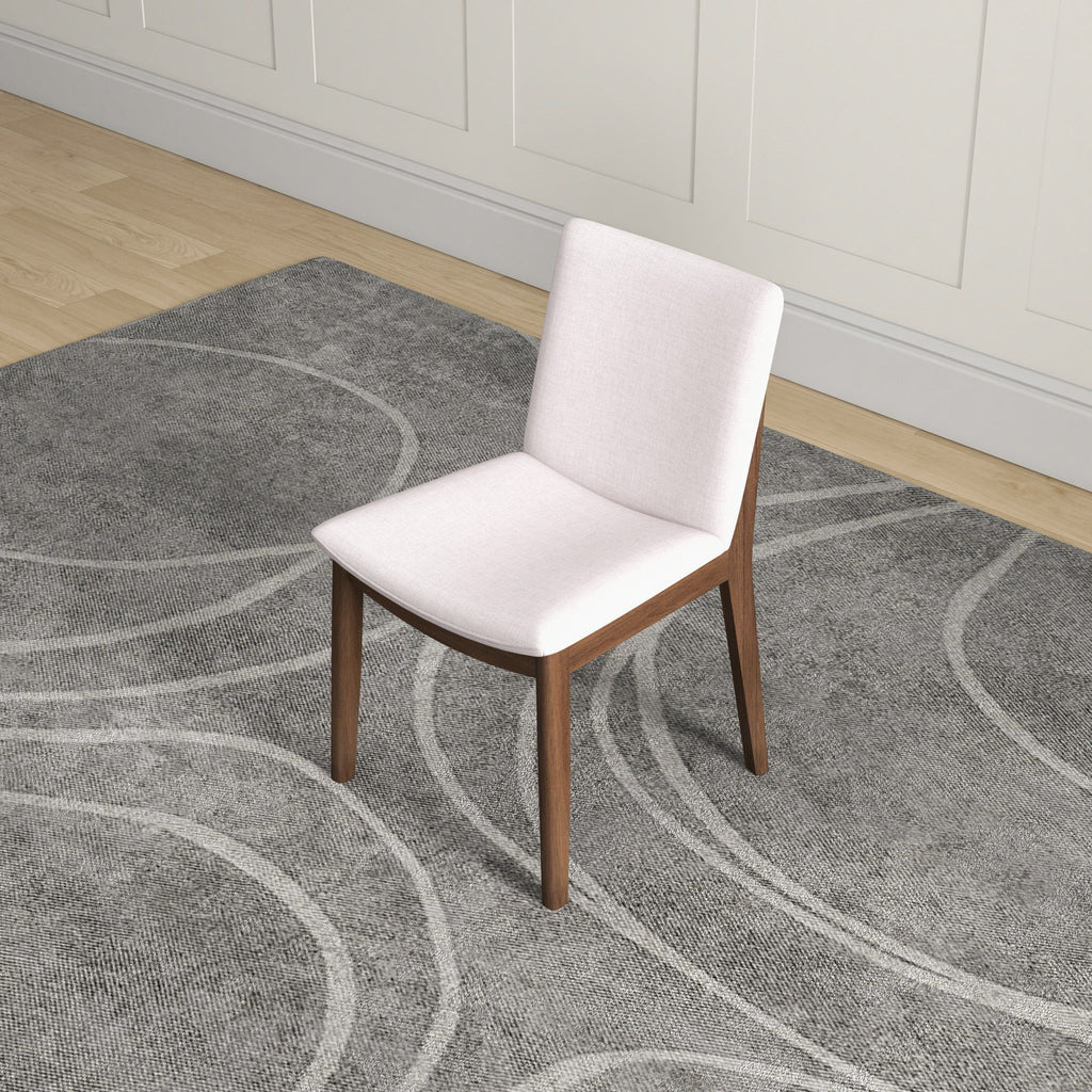 Mid-Century Modern Solid Wood Dining Chair Set with Fabric Upholstery - Multiple Colors