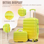 2-Piece Polycarbonate Spinner Wheel Luggage Set with Lock - Green & Yellow
