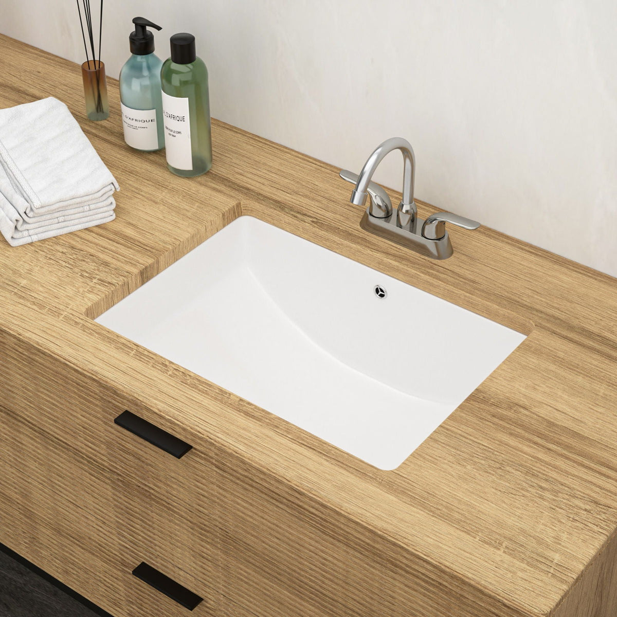 Modern Ceramic Undermount Bathroom Sink with Overflow - White or Black