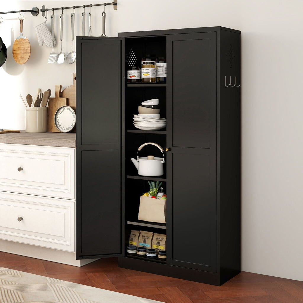 Kitchen Pantry Cabinet With 4 Adjustable Shelves