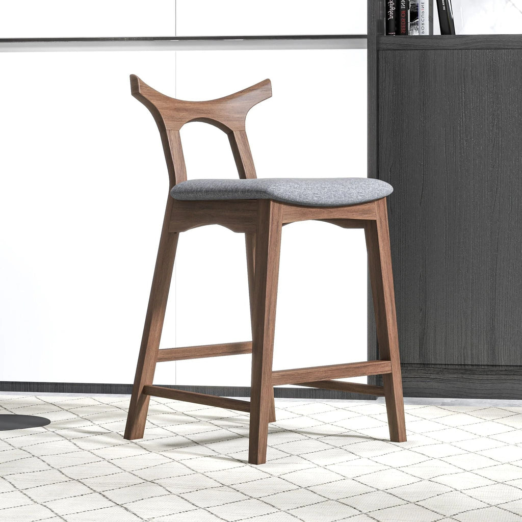 Upholstered Square Bar Chair Set with Solid Wood Frame - Dark Gray or Black