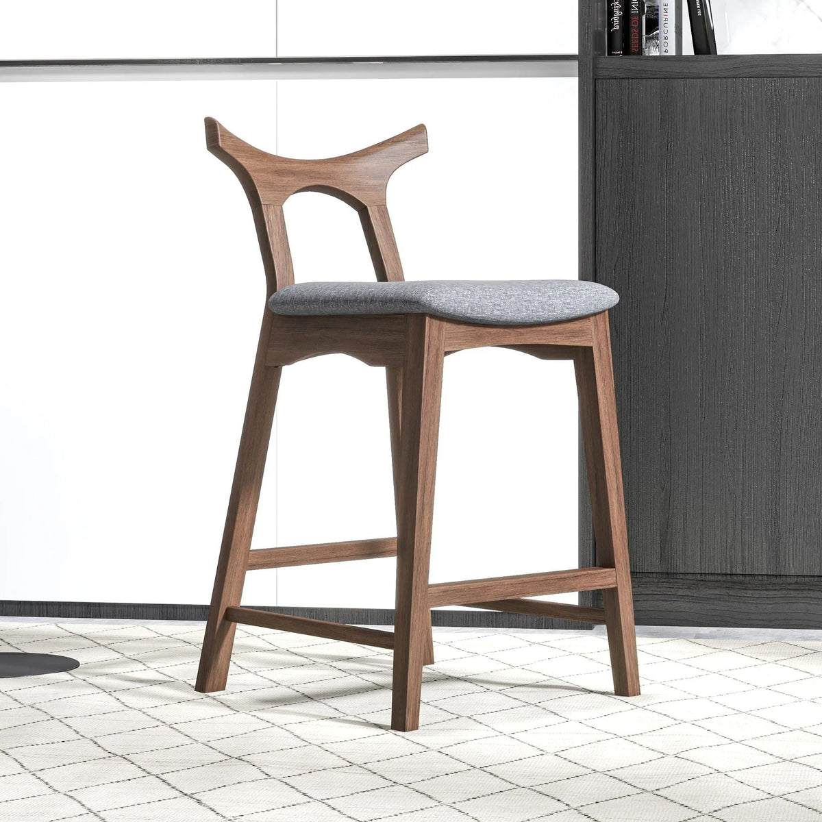 Upholstered Square Bar Chair Set with Solid Wood Frame - Dark Gray or Black