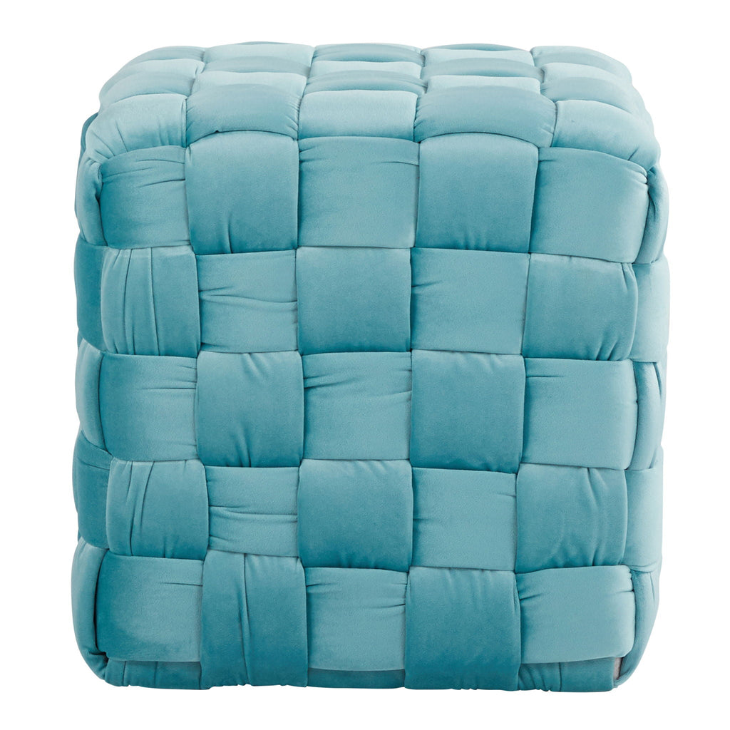 Square Braided Ottoman with Braided Upholstery - Pink, Light Blue, Dark Gray, Beige