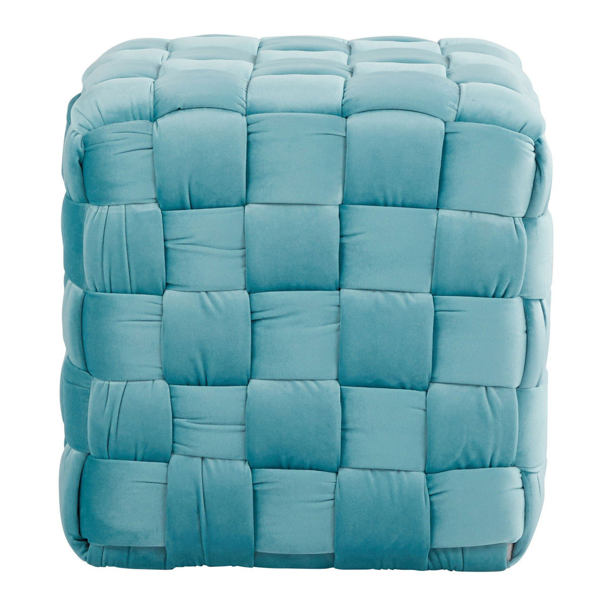 Square Braided Ottoman with Braided Upholstery - Pink, Light Blue, Dark Gray, Beige