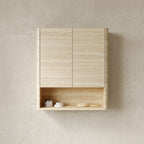 Wall-Mounted Bathroom Cabinet with Soft-Closing Doors and Shelf - Roma Travertine
