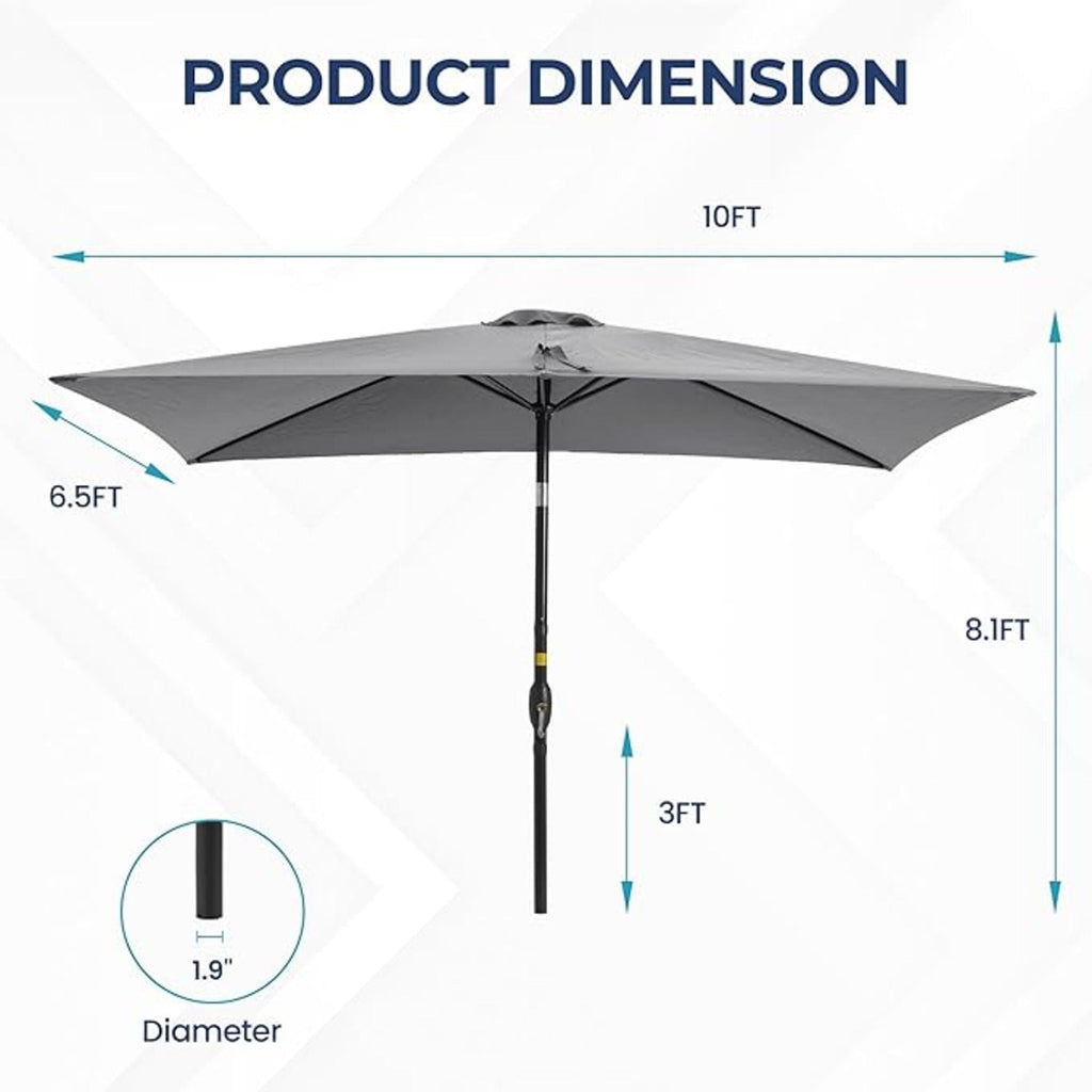 Rectangular Patio Umbrella with Crank Tilt - UV-Resistant Canopy